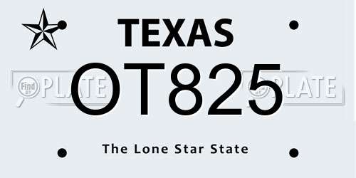 OT825 Texas License Plate
