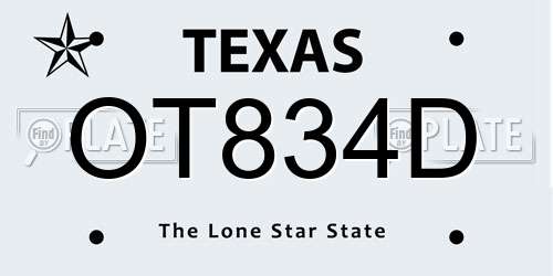 OT834D Texas License Plate