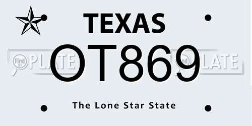 OT869 Texas License Plate