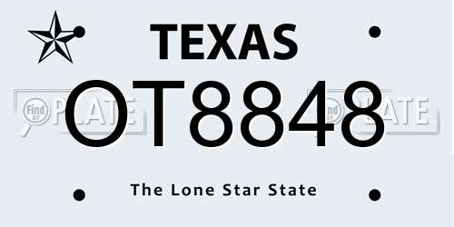 OT8848 Texas License Plate