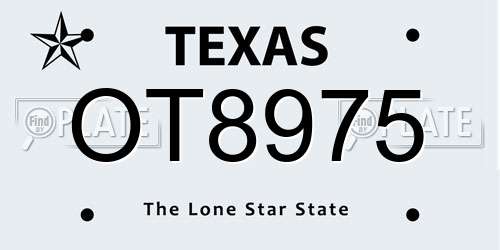 OT8975 Texas License Plate
