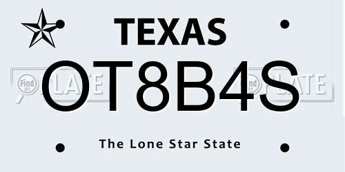 OT8B4S Texas License Plate