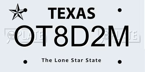 OT8D2M Texas License Plate
