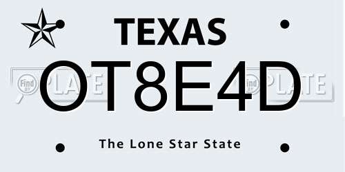OT8E4D Texas License Plate