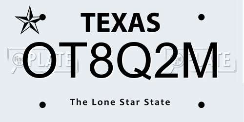 OT8Q2M Texas License Plate