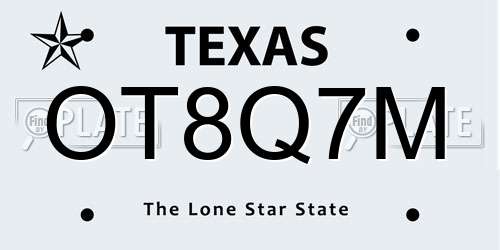 OT8Q7M Texas License Plate