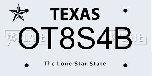 OT8S4B Texas License Plate