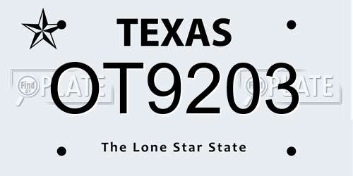 OT9203 Texas License Plate