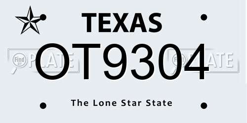 OT9304 Texas License Plate
