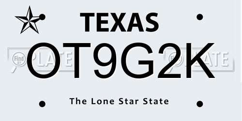 OT9G2K Texas License Plate