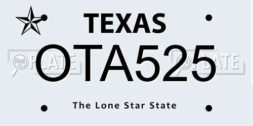 OTA525 Texas License Plate