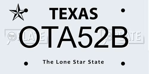 OTA52B Texas License Plate