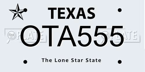 OTA555 Texas License Plate