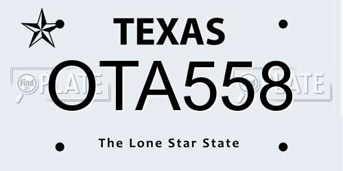 OTA558 Texas License Plate