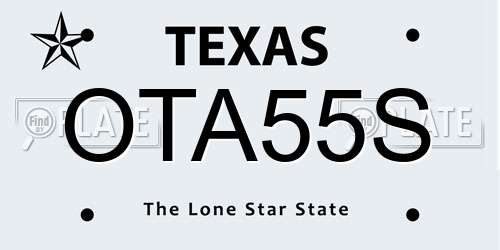 OTA55S Texas License Plate