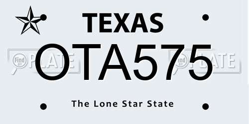 OTA575 Texas License Plate