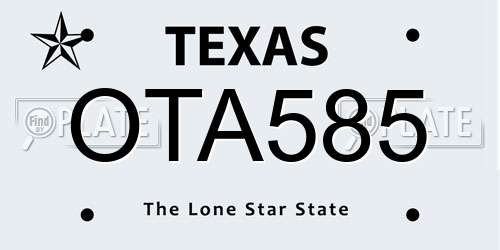 OTA585 Texas License Plate