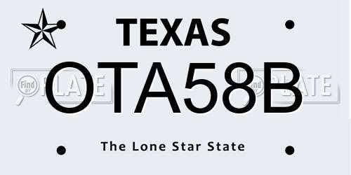 OTA58B Texas License Plate