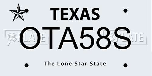 OTA58S Texas License Plate