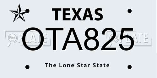 OTA825 Texas License Plate