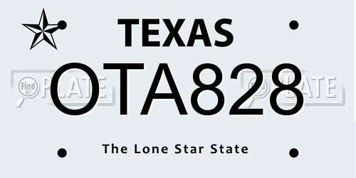 OTA828 Texas License Plate