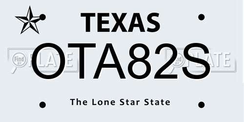 OTA82S Texas License Plate