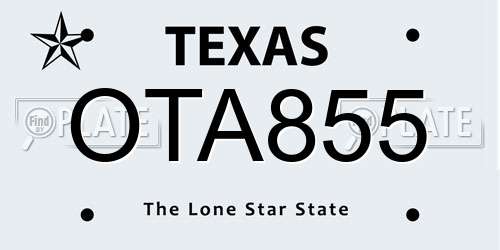 OTA855 Texas License Plate