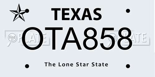 OTA858 Texas License Plate