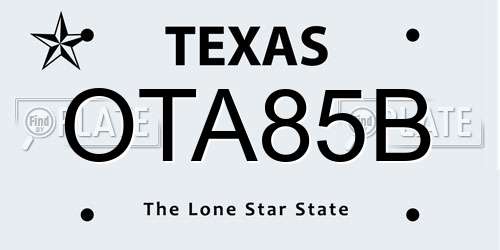 OTA85B Texas License Plate