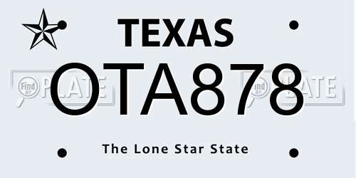 OTA878 Texas License Plate