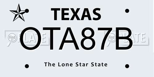 OTA87B Texas License Plate