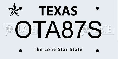 OTA87S Texas License Plate