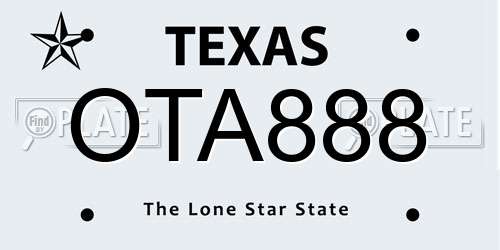 OTA888 Texas License Plate