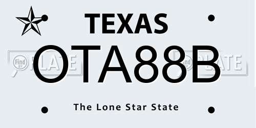 OTA88B Texas License Plate