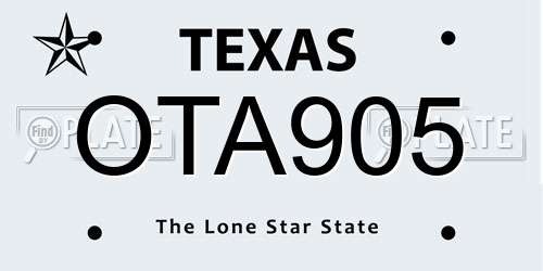 OTA905 Texas License Plate