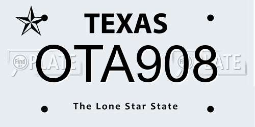 OTA908 Texas License Plate