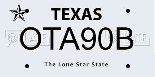 OTA90B Texas License Plate