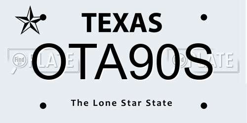 OTA90S Texas License Plate