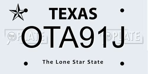 OTA91J Texas License Plate