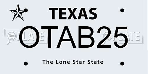 OTAB25 Texas License Plate