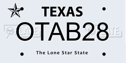 OTAB28 Texas License Plate