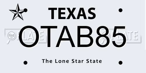 OTAB85 Texas License Plate