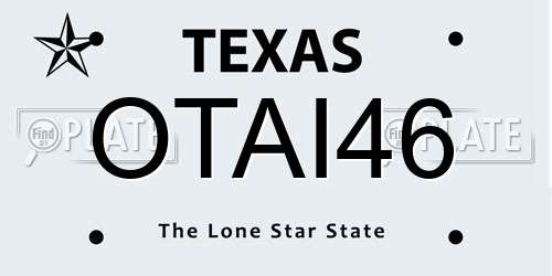 OTAI46 Texas License Plate