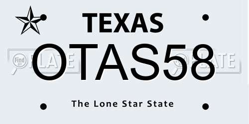 OTAS58 Texas License Plate