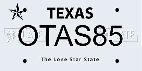 OTAS85 Texas License Plate