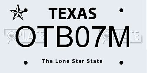 OTB07M Texas License Plate