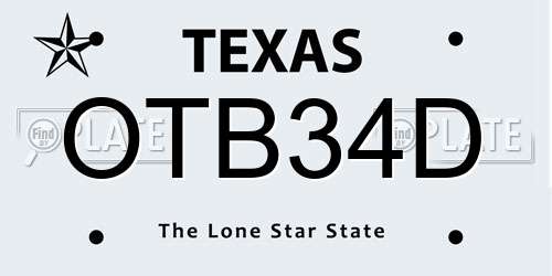 OTB34D Texas License Plate