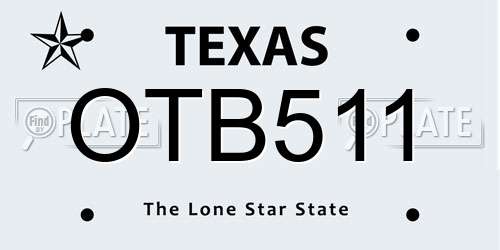 OTB511 Texas License Plate