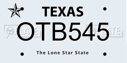 OTB545 Texas License Plate
