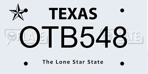 OTB548 Texas License Plate